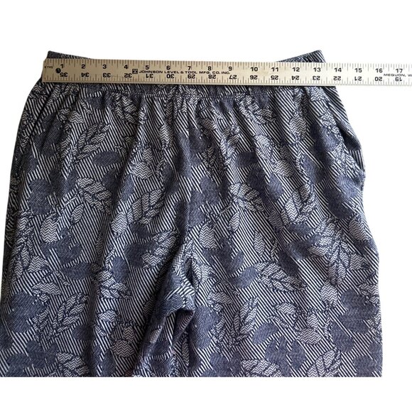 Lands End Sport Knit Straight Leg Pants S  Blue Leaf Pattern Elastic Waist - Picture 6 of 8